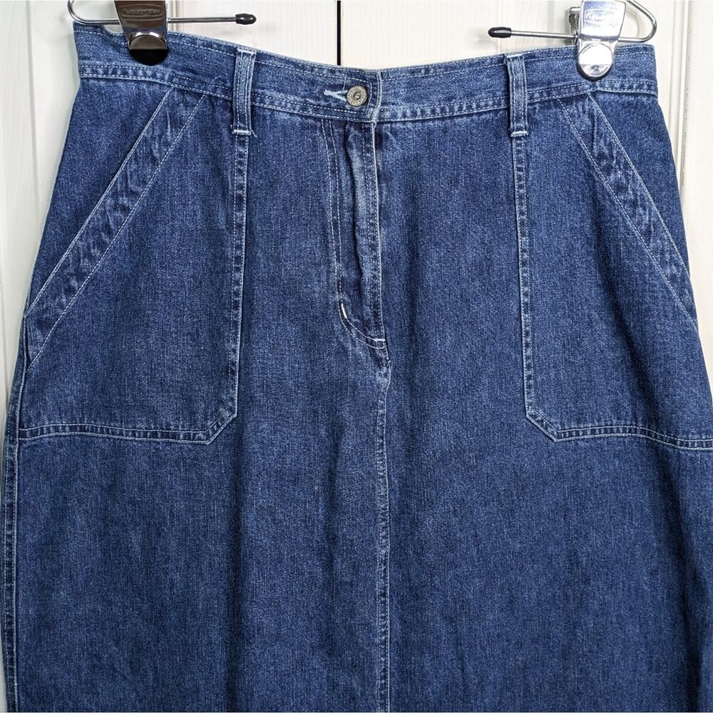 Vintage Denim Midi Jean Skirt 12 Modest Y2K Cottagecore Western Long Prairie - Picture 3 of 13